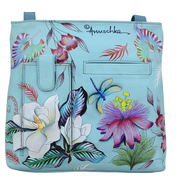 Hand-Painted Leather Medium Crossbody with Double Zip Pockets - 447 JRD Modern Handbags With Stylish Discounts Hand-Painted Leather Medium Crossbody with Double Zip Pockets - 447 JRD Modern Handbags With Stylish Discounts