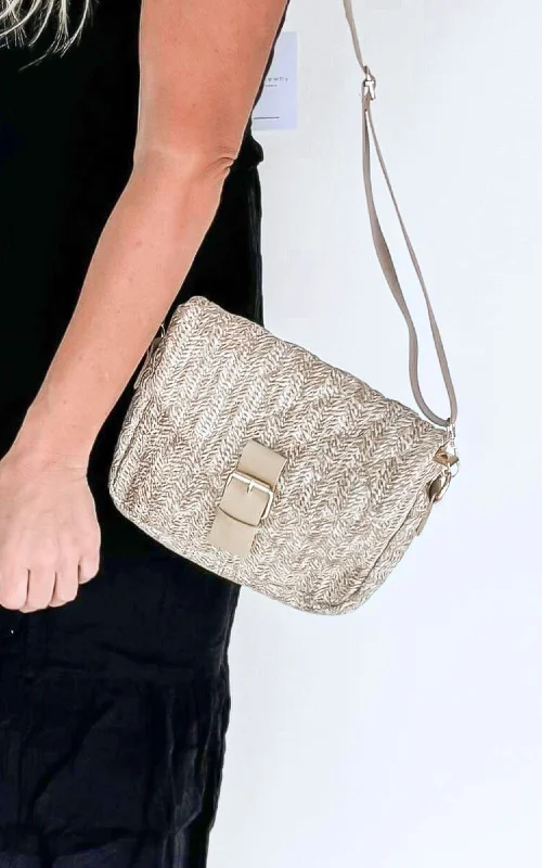 Khaki Straw Crossbody Bag - FINAL SALE Chic And Affordable Bags – Grab Yours Today