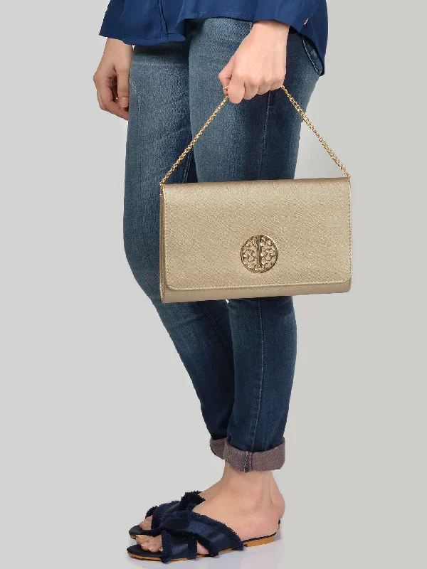 Metal Logo Clutch Premium Handbags At Unbeatable Markdowns