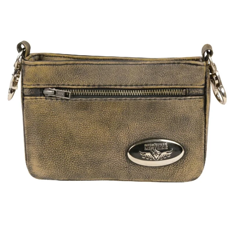 Milwaukee Leather MP8815 Ladies Distress Brown Double Zipper Leather Shoulder Bag Premium Handbags At Unbeatable Markdowns Milwaukee Leather MP8815 Ladies Distress Brown Double Zipper Leather Shoulder Bag Premium Handbags At Unbeatable Markdowns