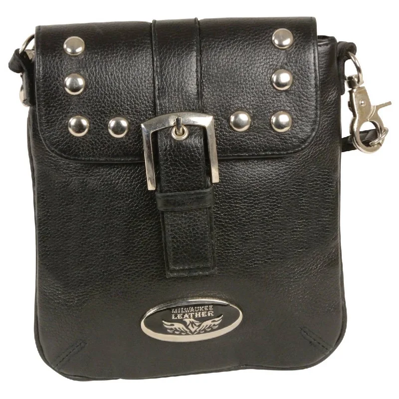 Milwaukee Leather MP8805 Women's Black Small Leather Studded Shoulder Bag Everyday Handbags At Wallet-Friendly Rates Milwaukee Leather MP8805 Women's Black Small Leather Studded Shoulder Bag Everyday Handbags At Wallet-Friendly Rates