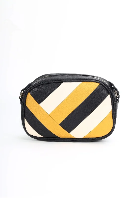 Mustard Yellow Colour Panel Crossbody Luxury Bags, Budget Prices