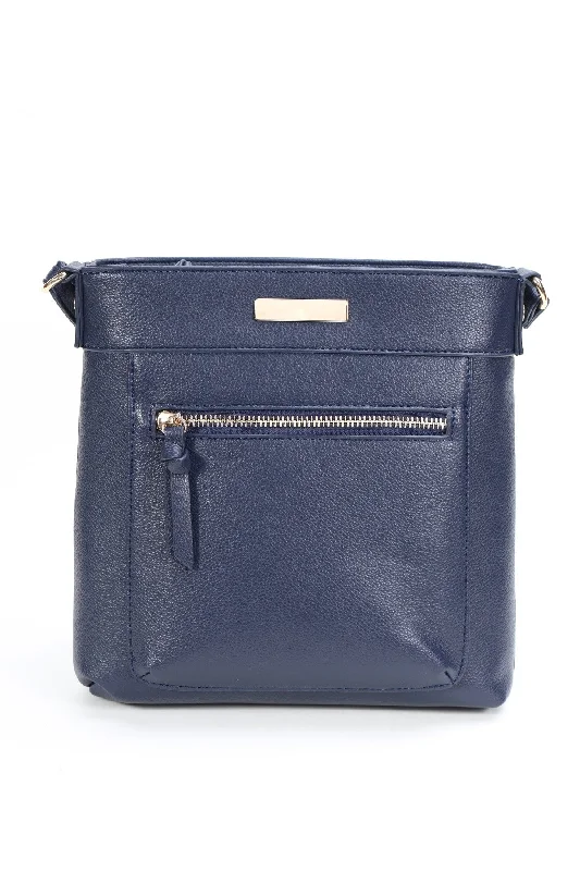 Navy Classic Crossbody With Front Zip Stylish Totes, Special Discounts