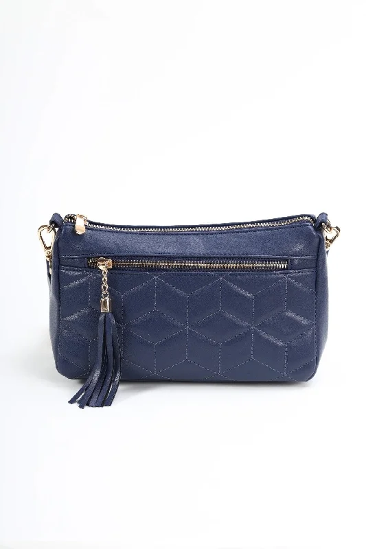 Navy Quilted Printed Strap Crossbody Bag Statement Bags, Shop Today