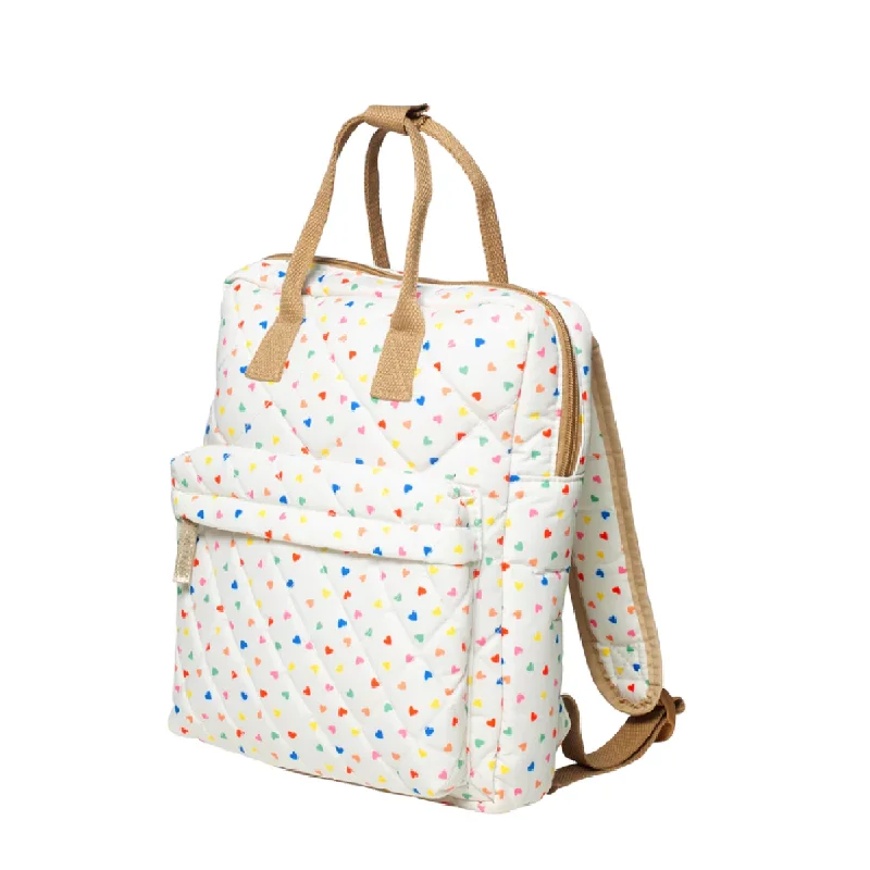 Rainbow Hearts Quilted Backpack Trendy Handbags At Limited-Time Discounts