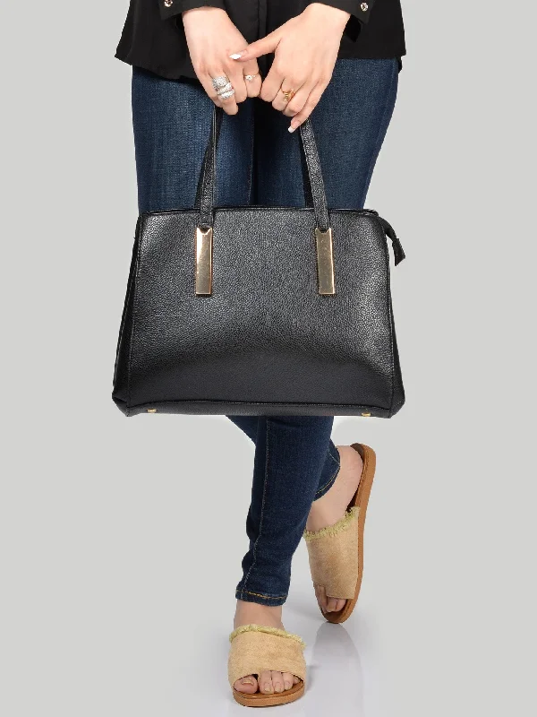 Textured Black Shoulder Bag Trendy Purses, Limited Offer