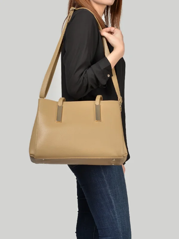 Textured Khaki Shoulder Bag Best Handbag Sale Of The Season