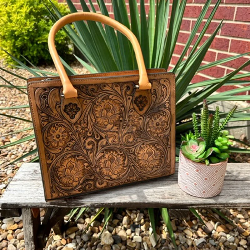 Floral Tooled Natural Shoulder Bag Fashionable Handbags At Must-Have Prices