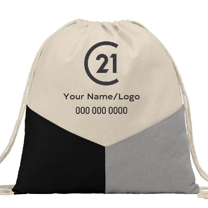 Triad Cotton Drawstring Backpack  - FREE SHIPPING Flash Sale On Handbags