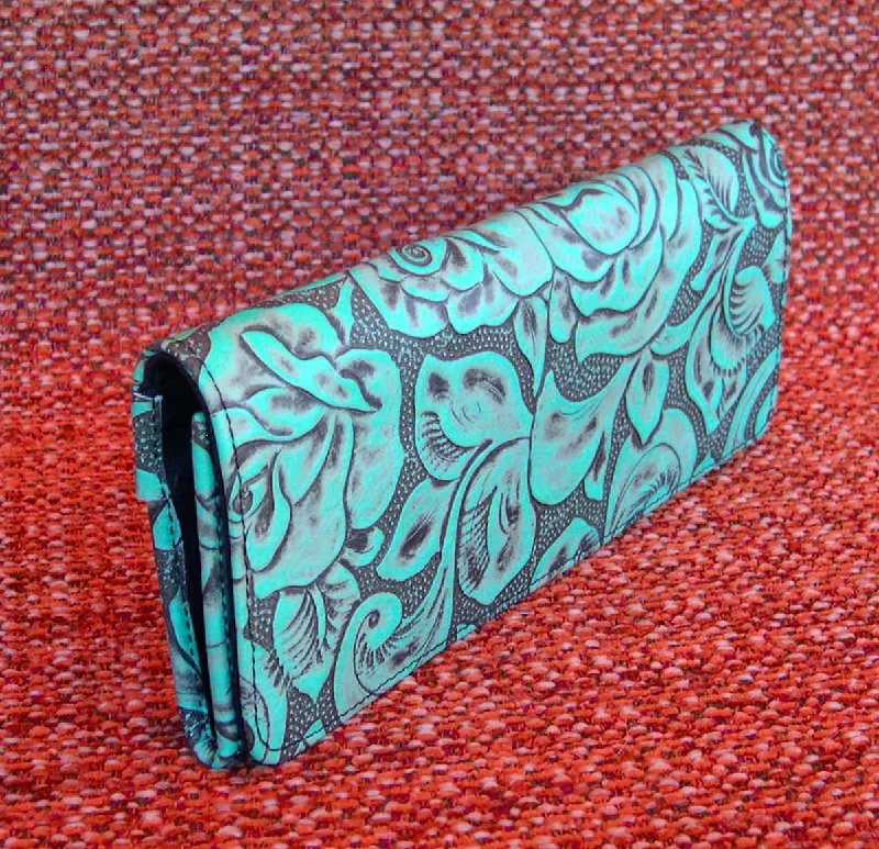 Juan Antonio Rosal Turquoise Tri Fold Wallet Limited-Stock Bag Clearance – Hurry