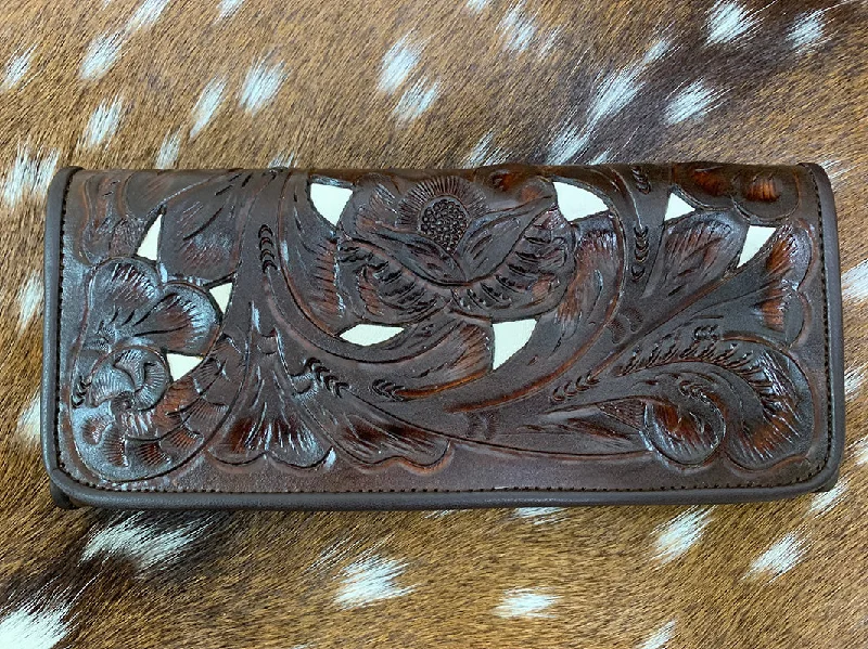 Juan Antonio Tooled Leather Tri Fold Wallet with Ivory Suede Inlay Fashion-Forward Bags, Now On Sale Juan Antonio Tooled Leather Tri Fold Wallet with Ivory Suede Inlay Fashion-Forward Bags, Now On Sale