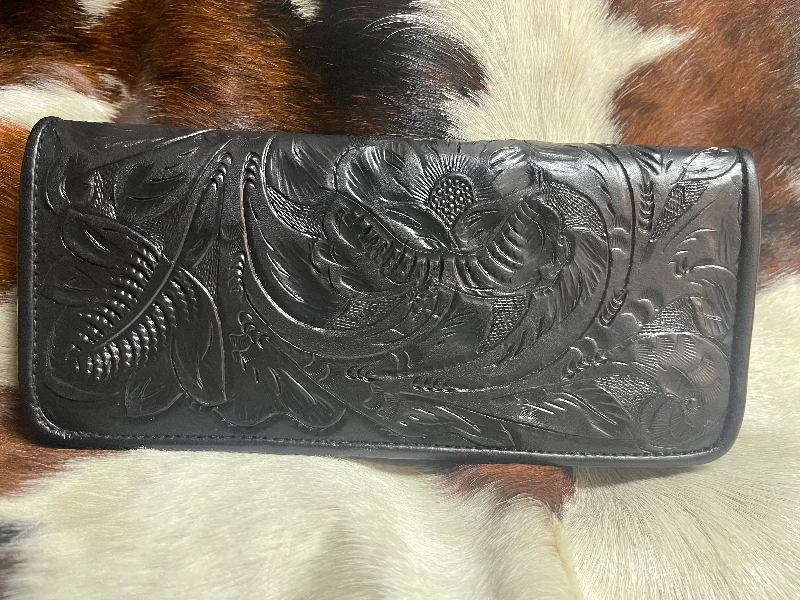 Juan Antonio Tooled Black Tri Fold Wallet Elegant Purses, Shop & Save