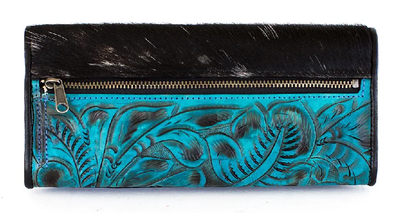 Juan Antonio Brindle Tri Fold Wallet with Tooled Turquoise Leather Stylish Handbags At Unbeatable Discounts Juan Antonio Brindle Tri Fold Wallet with Tooled Turquoise Leather Stylish Handbags At Unbeatable Discounts