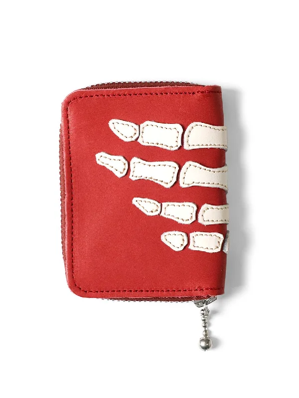 Kapital THUMB-UP BONE HAND ZIP Mini Wallet - Red Designer Bags At Lower Prices