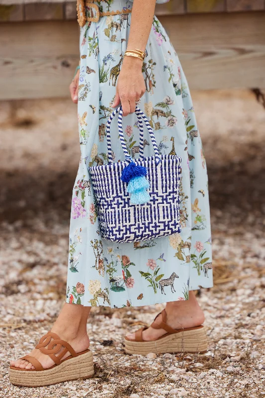 Mini - Preppy Tile Navy Citron Tote Statement Bags, Shop Today