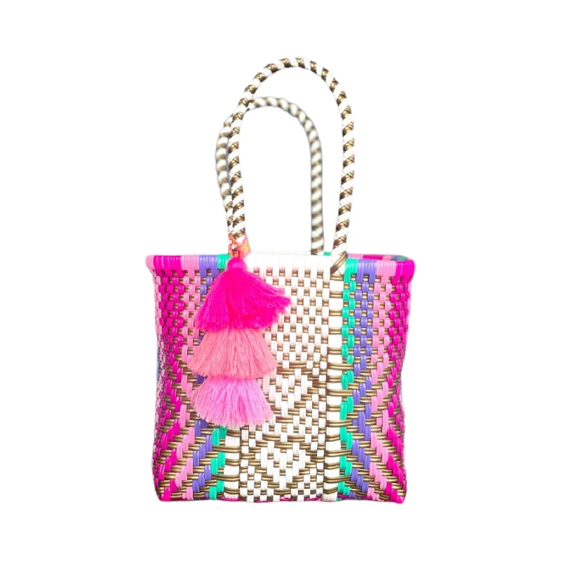 Mini - Heart Guide in Pink / Aqua Citron Tote Timeless Handbags, Flash Sale