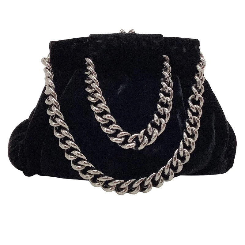 Christian Louboutin Black Velvet Satchel with Silver Chain Handles The Best Handbag Deals Are Available Now Christian Louboutin Black Velvet Satchel with Silver Chain Handles The Best Handbag Deals Are Available Now