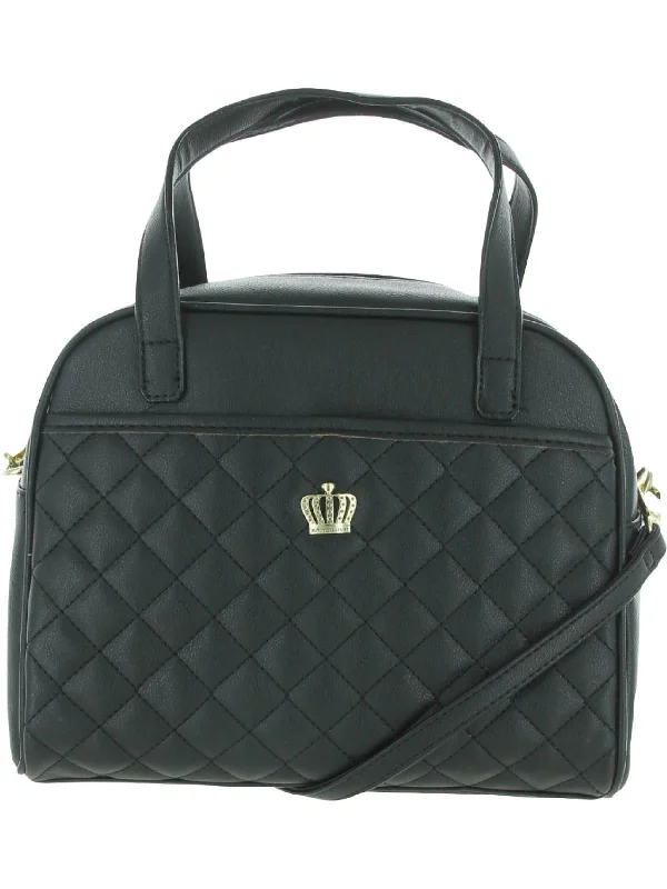 Huge Markdowns Crown Royal Womens Quilted Faux Leather Satchel Handbag High-End Handbags At Affordable Prices