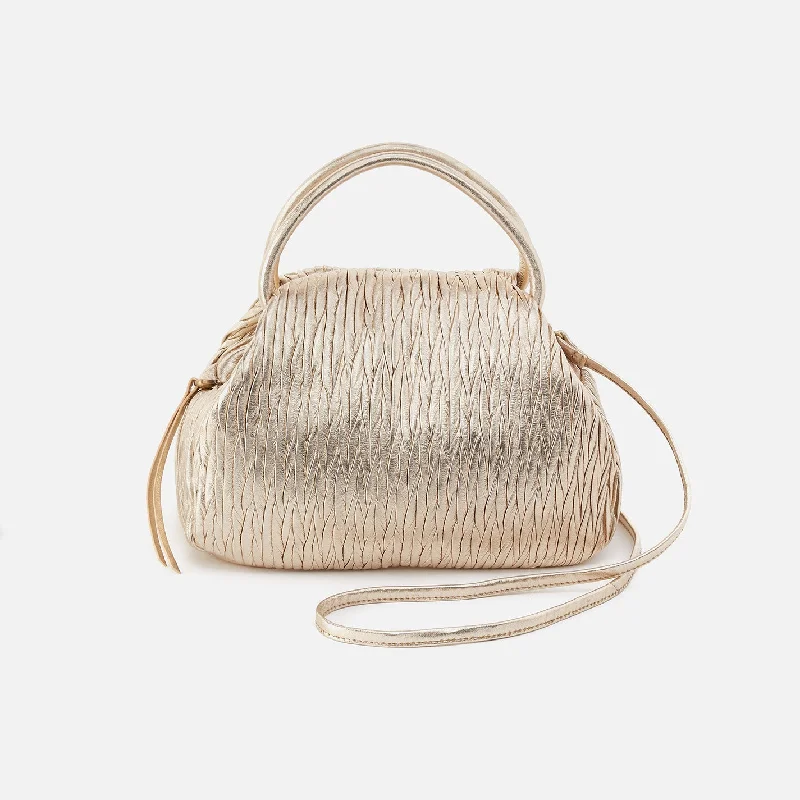 Darling Satchel In Soft Pleated Leather - Gold Premium Handbags At Unbeatable Markdowns Darling Satchel In Soft Pleated Leather - Gold Premium Handbags At Unbeatable Markdowns