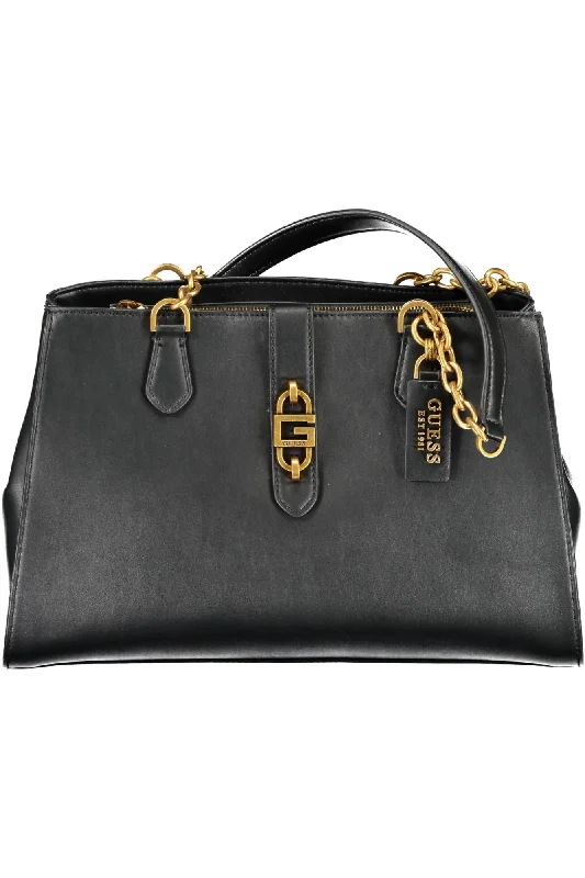 Guess Jeans Chic  Polyurethane Satchel with Contrasting Women's Details Designer-Inspired Bags, Best Prices