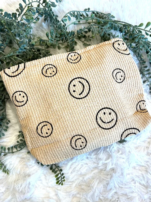 Happy Face Corduroy Pouch Shop Timeless And Trendy Bags At Limited-Time Discounts