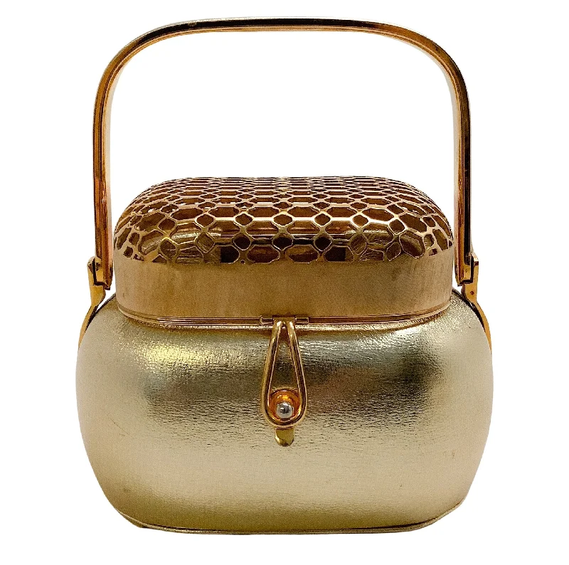 Judith Leiber Vintage Gold Leather Evening Bag with Metal Mesh Top Elegant Purses At Clearance Prices Judith Leiber Vintage Gold Leather Evening Bag with Metal Mesh Top Elegant Purses At Clearance Prices