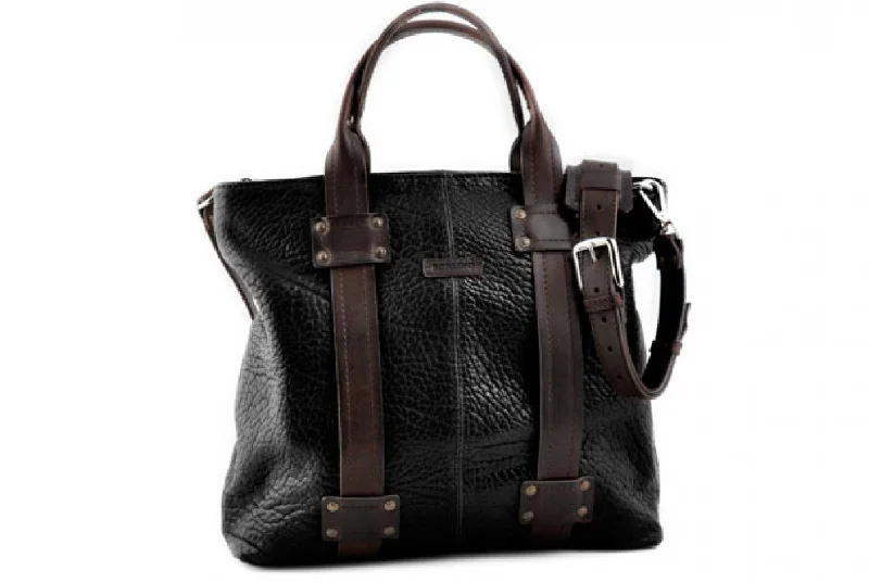 The Forli Buffalo Leather Tote - Onyx/Walnut Your Perfect Bag At The Perfect Price The Forli Buffalo Leather Tote - Onyx/Walnut Your Perfect Bag At The Perfect Price