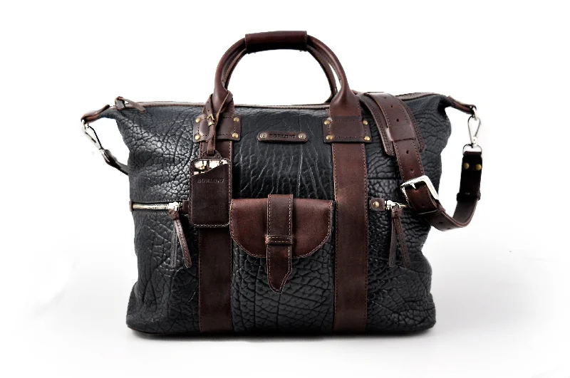 Leather Duffel - Big Horn Weekender - Onyx/Walnut Trendy Handbags, Limited-Time Sale Leather Duffel - Big Horn Weekender - Onyx/Walnut Trendy Handbags, Limited-Time Sale