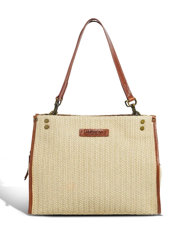 Lenox Raffia Triple Entry Satchel Stylish Bags, Unbeatable Prices
