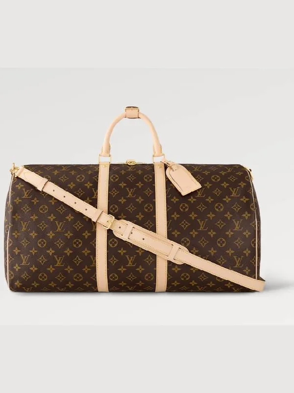 Keepall 55 Bandouli?re Monogram Travel Duffel Bag Brown Trendy Bags, Huge Savings
