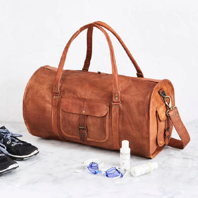 Round Leather Duffel Bag Timeless Bags, Flash Sale