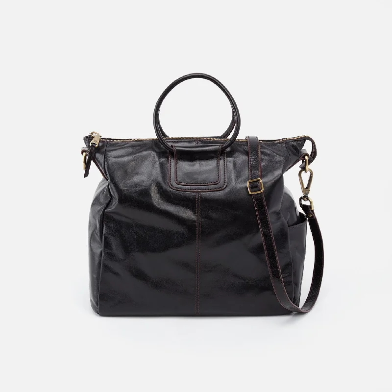 Sheila Large Satchel In Polished Leather - Black Designer Bags At Lower Prices