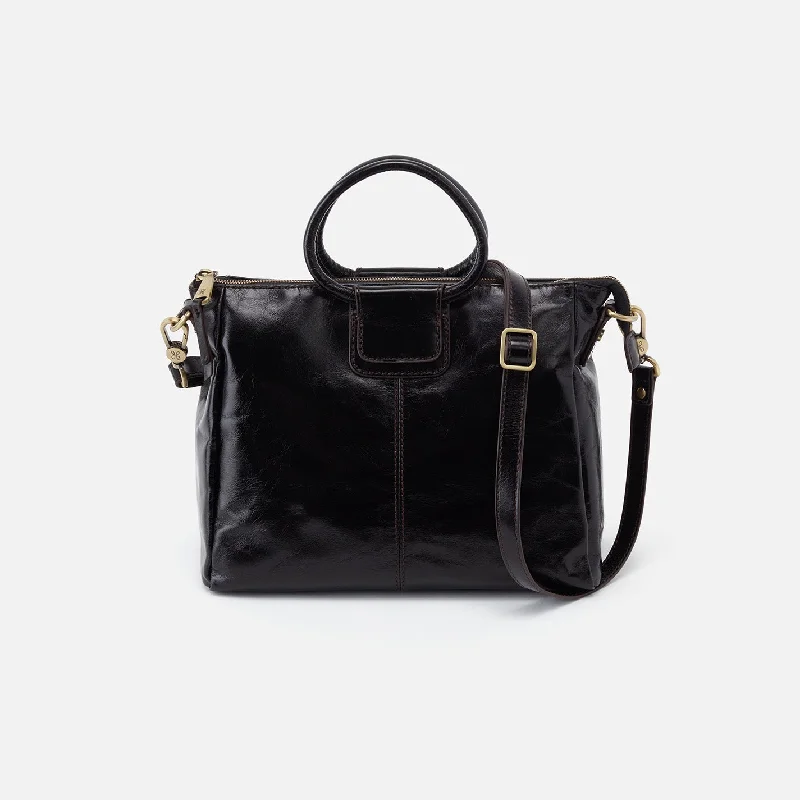 Sheila Medium Satchel In Polished Leather - Black Elegant Bags, Limited Stock Available Sheila Medium Satchel In Polished Leather - Black Elegant Bags, Limited Stock Available