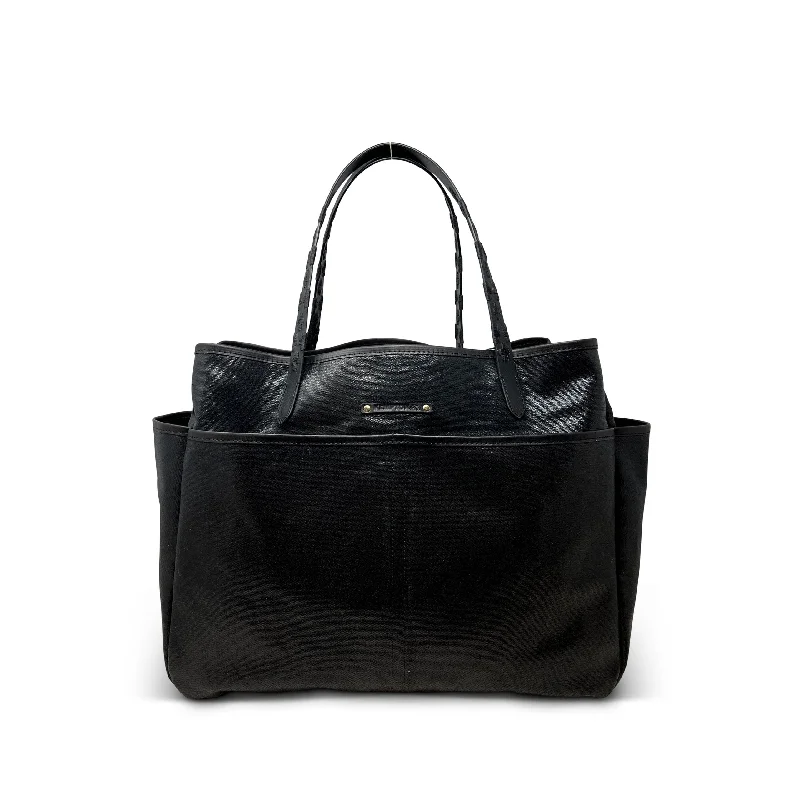 Slick Black Canvas Tote Statement Handbags At Unbeatable Discounts
