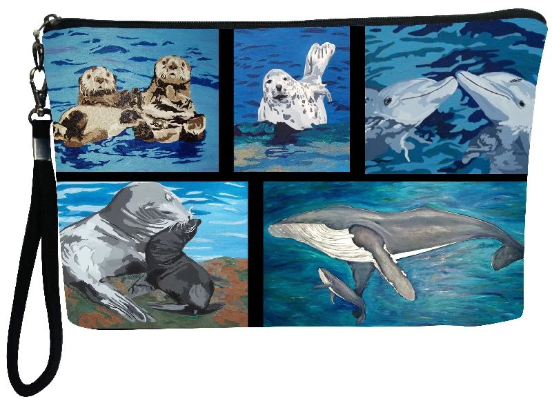Aquatic Patchwork Paw Pouch Fashion-Forward Bags At Limited-Time Offers