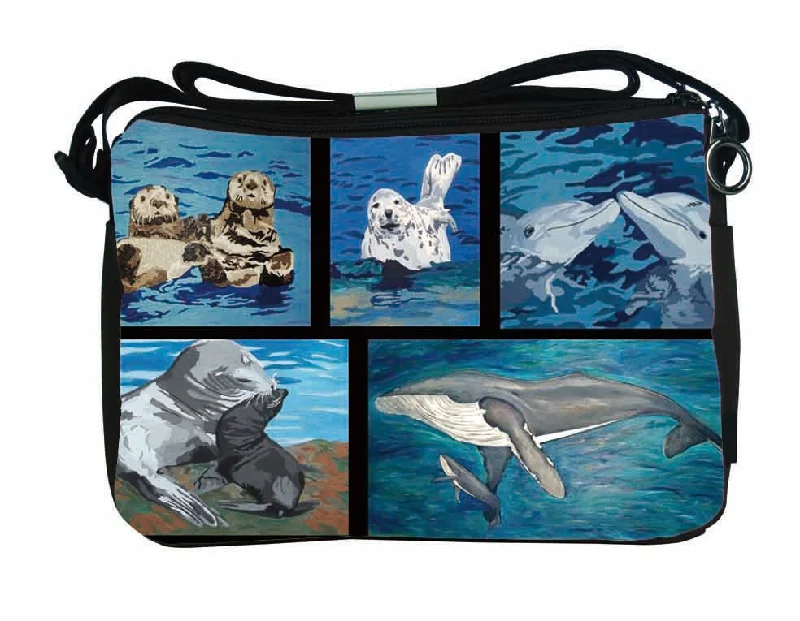 Aquatic Patchwork Phat Cat Messenger Bag Must-Have Bags, Big Discounts