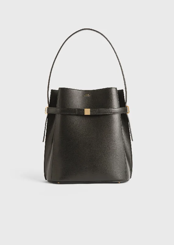 Belted leather bucket bag bark Fashionable Handbags At Must-Have Prices