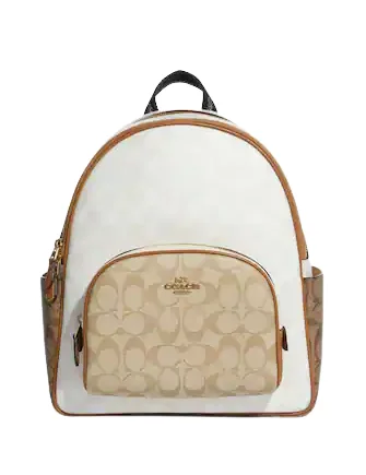 Coach Court Backpack In Blocked Signature Canvas Timeless Handbags, Flash Sale