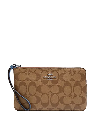 Coach Large Corner Zip Wristlet In Signature Canvas Shoulder Bags, Crossbody Bags, And More On Sale Coach Large Corner Zip Wristlet In Signature Canvas Shoulder Bags, Crossbody Bags, And More On Sale