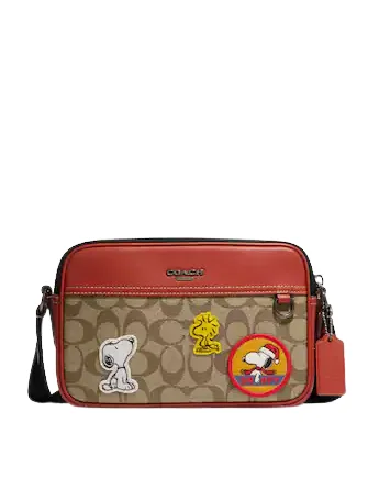 Trend Leading Collection Coach X Peanuts Graham Crossbody In Signature Canvas With Patches Trendy Purses, Limited Offer Trend Leading Collection Coach X Peanuts Graham Crossbody In Signature Canvas With Patches Trendy Purses, Limited Offer