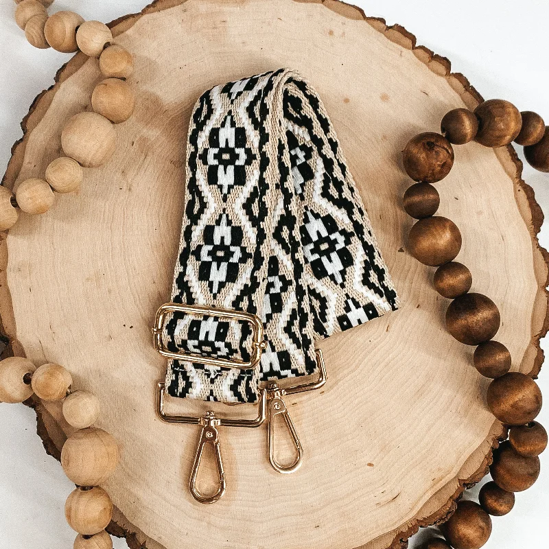 Embroidered Aztec Design on Beige Canvas Adjustable Purse Strap in White/Black The Bag Sale You've Been Waiting For Is Here Embroidered Aztec Design on Beige Canvas Adjustable Purse Strap in White/Black The Bag Sale You've Been Waiting For Is Here