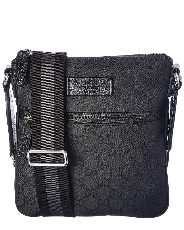 Gucci Small GG Nylon Messenger Bag Flash Sale On Handbags