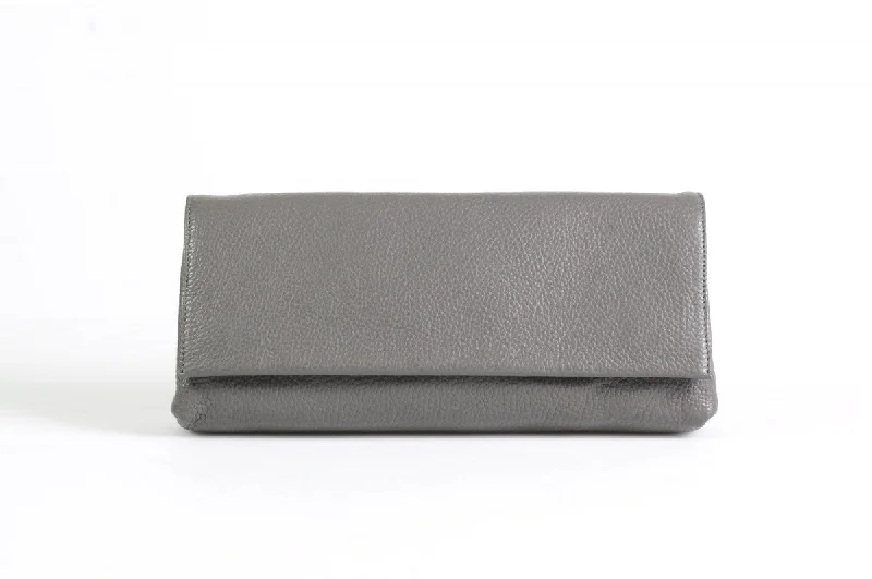 Handmade Italian Leather Clutch - Rimini - Pompeii Grey Flash Sale On Designer Bags