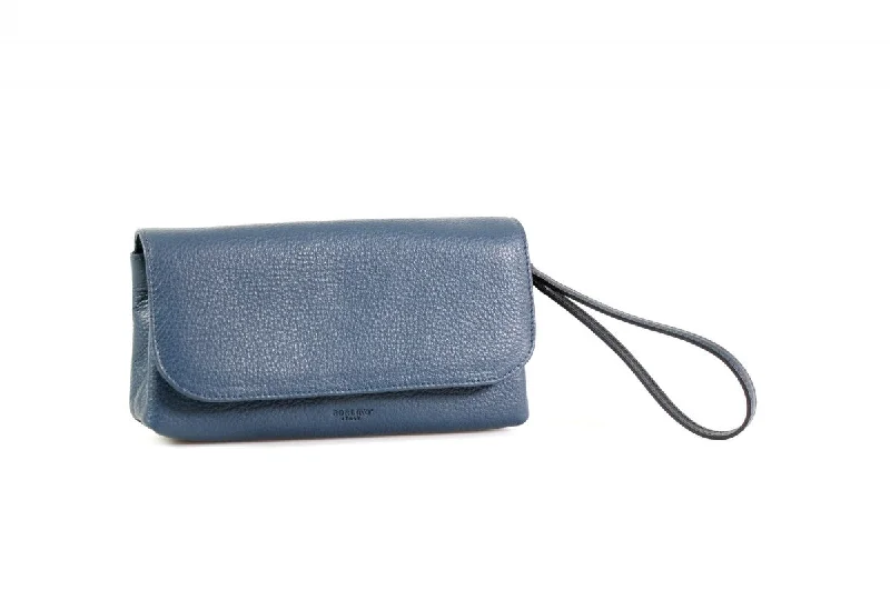 Handmade Italian Leather Clutch - Roma - Capri Blue Fashion Bags, Huge Savings