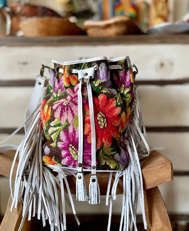 SMALL huipil fringe Bucket Bag 9172 Fashionable Bags With Special Seasonal Offers