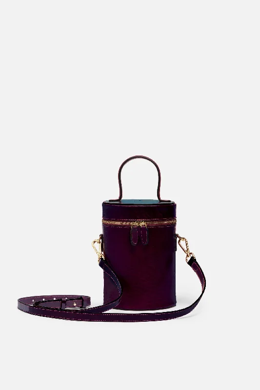 SSW - Cylinder Bucket Leather Bag in Eggplant Purple Elegant Bags With Limited Stock Available SSW - Cylinder Bucket Leather Bag in Eggplant Purple Elegant Bags With Limited Stock Available