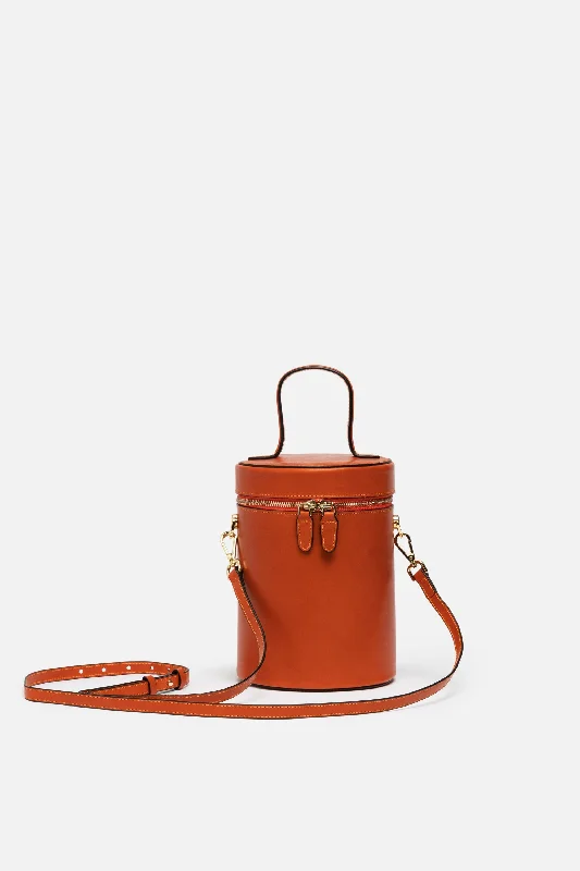 SSW - Cylinder Bucket Leather Bag in Mandarin Orange The Best Handbag Offers Are Here